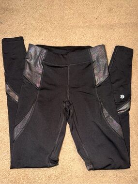 Black Holographic iridescent Accent Athletic Leggings C9 champion xs
